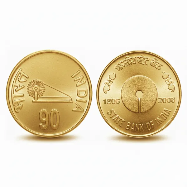 Gold_Plated_90_Rupees_1806-2006_Sbi_Centenary_Year_India_Fantasy_Coin