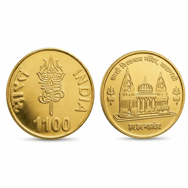 Gold_Plated_1100_Rupees_Kashi_Vishwanath_Temple_Varanasi_Fantasy_Coin