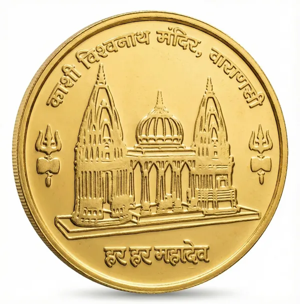 Gold_Plated_1100_Rupees_Kashi_Vishwanath_Temple_Varanasi_Fantasy_Coin