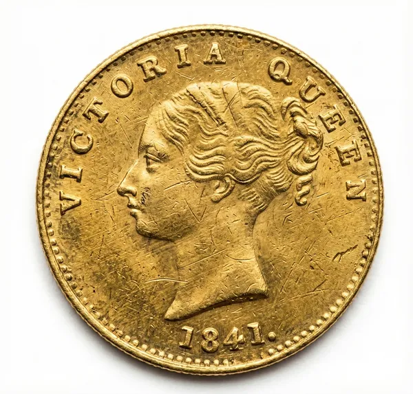 Gold_Plated_1_Mohur_1841_Victoria_Queen_British_India_Old_Fancy_Collecting_Coin
