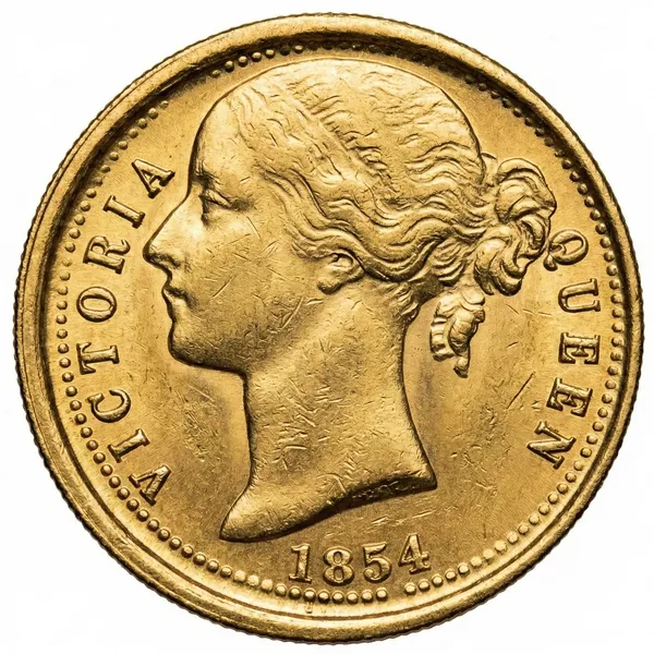 Gold_Plated_1_Mohur_1854_Victoria_Queen_British_India_Old_Fancy_Collecting_Coin