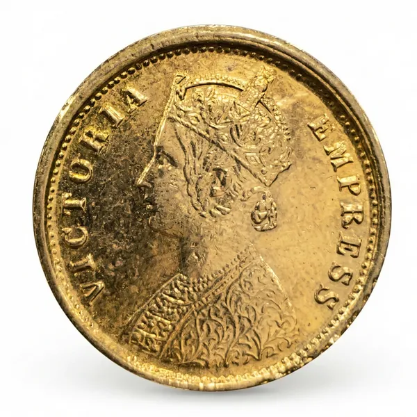 Gold_Plated_Bikaner_State_1/4_Anna_1895_Victoria_British_India_Fantasy_Coin