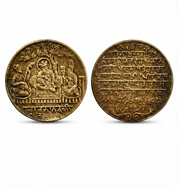 Gold_Sikh_Temple_Guru_Nanak_Seated_Old_India_Brass_Coin