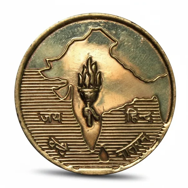 Gold_Plated_Mahatma_Gandhi_Yatra_&_Fire_Masaal_India_Old_Collecting_Coin