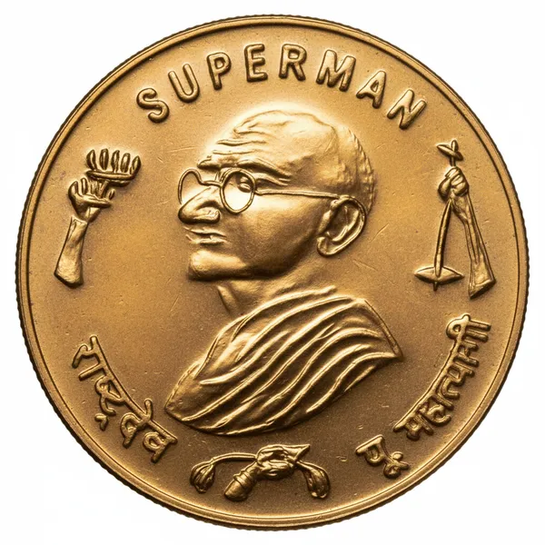Gold_Plated_Gandhi_Is_India_&_Gandhi_Is_Superman_India_Old_Collecting_Coin