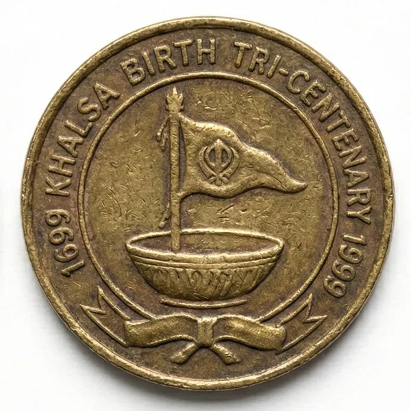 Gold_300Th_Anniversary_Of_The_Birth_Of_The_Khalsa_1999_Sikh_Religious_Old_Token_Coin