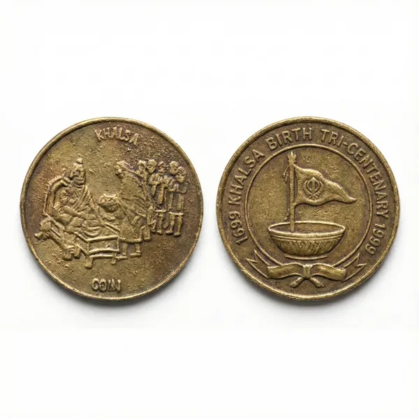 Gold_300Th_Anniversary_Of_The_Birth_Of_The_Khalsa_1999_Sikh_Religious_Old_Token_Coin