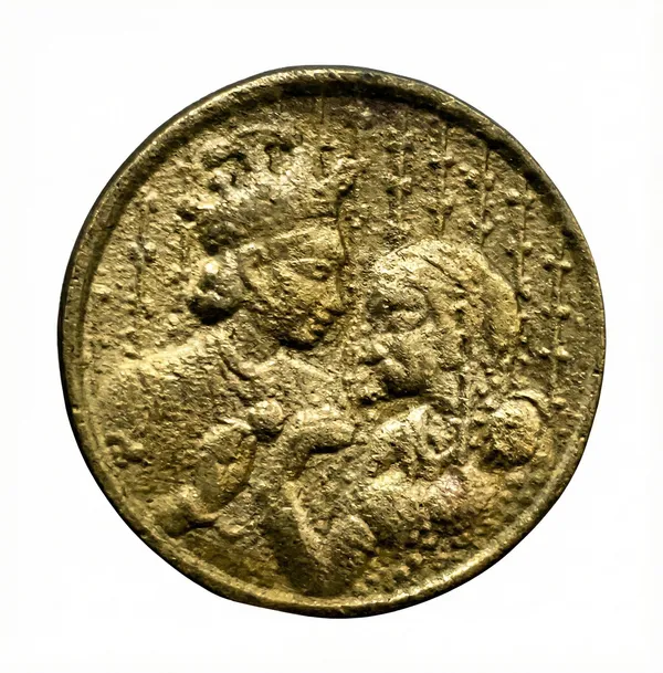 Gold_Ukl_1_Anna_1835_Radha_Krishna_India_Old_Collecting_Brass_Coin