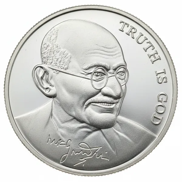 Silver-_Plated_500_Liras_2004_Truth_Is_God_Mahatma_Gandhi_Malta_Fantasy_Coin