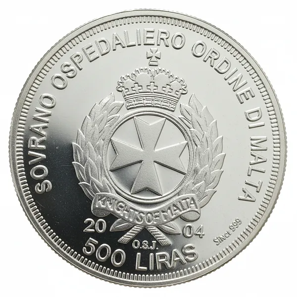 Silver-_Plated_500_Liras_2004_Truth_Is_God_Mahatma_Gandhi_Malta_Fantasy_Coin
