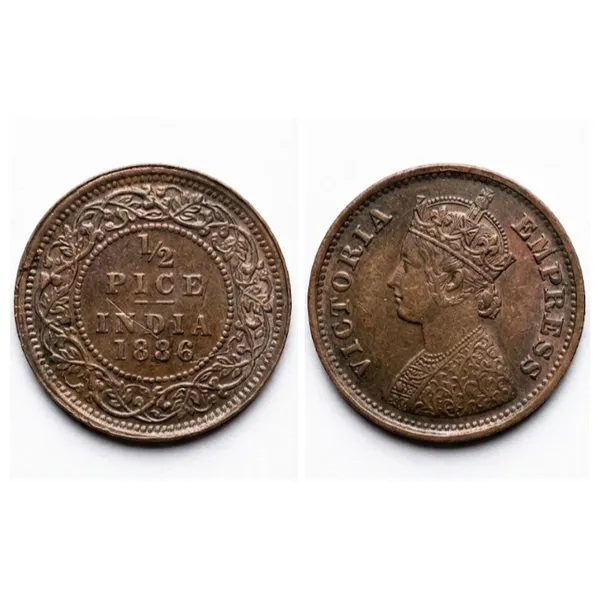 Half_Pice_1886_Victoria_Queen_British_India_Old_Copper_Coin
