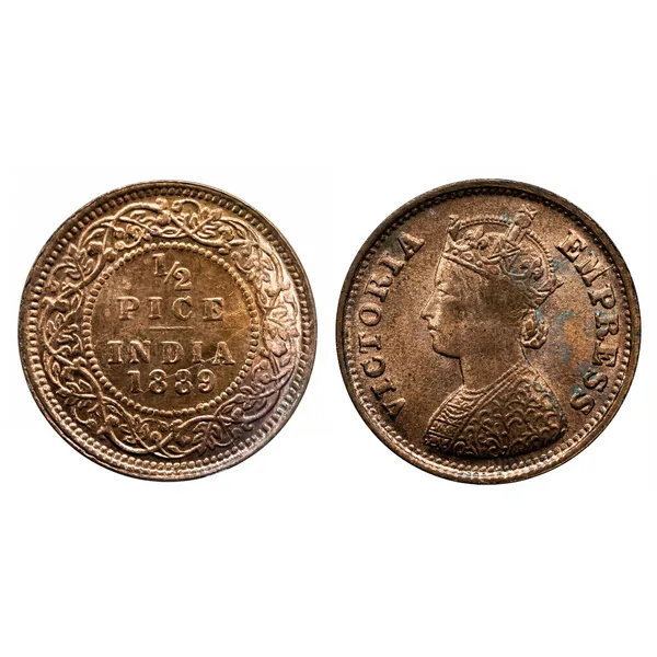 Half_Pice_1889_Victoria_Queen_British_India_Old_Copper_Coin