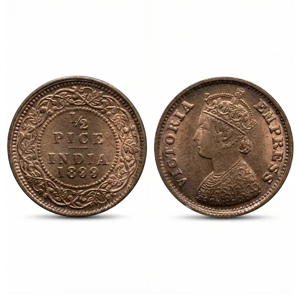 Half_Pice_1899_Victoria_Queen_British_India_Old_Copper_Coin