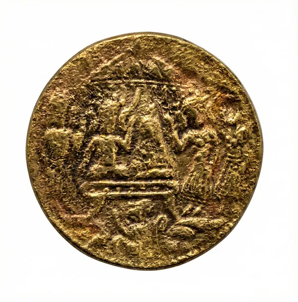 Gold_Hindu_Religious_:_Hanuman_Ram_Sita_India_Brass_Old_Token_Coin