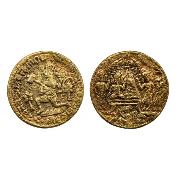 Gold_Hindu_Religious_:_Hanuman_Ram_Sita_India_Brass_Old_Token_Coin