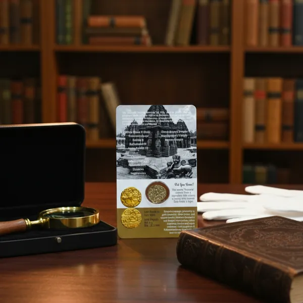 Gold_Plated_The_Hoysalas_Gold_Pagoda_Kannada_Text_Reproduction/Educational_Card_With_Coin