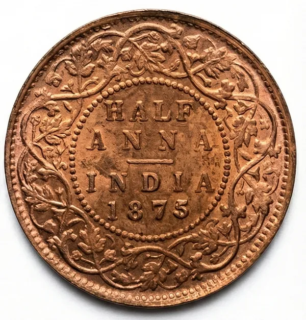 Half_Anna_1875_Victoria_Queen_British_India_Old_Copper_Coin