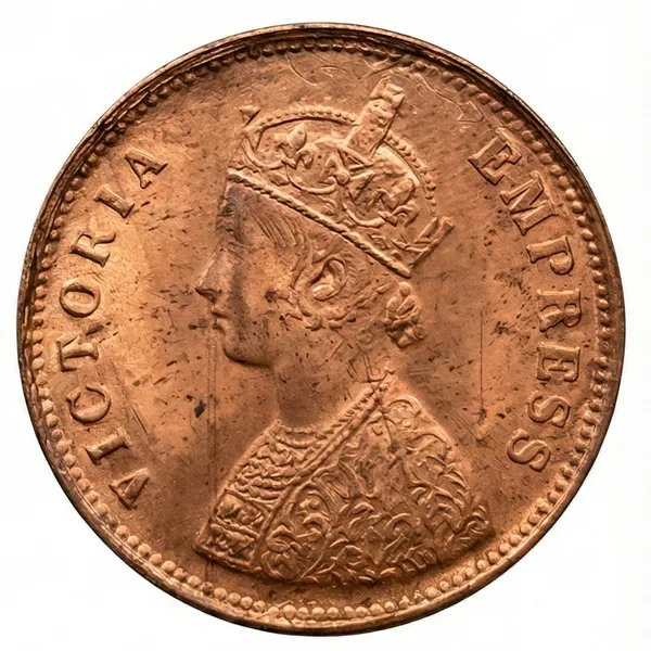 Half_Anna_1877_Victoria_Queen_British_India_Old_Copper_Coin