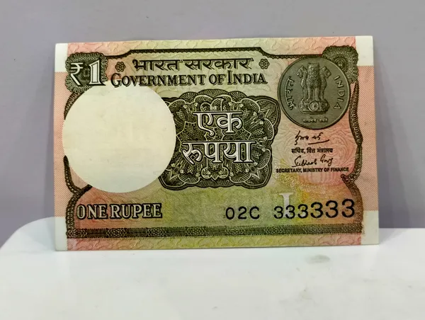 333333_Fancy_Series_1_Rupee_(Random_Year)_-_India_old_Pink_Note