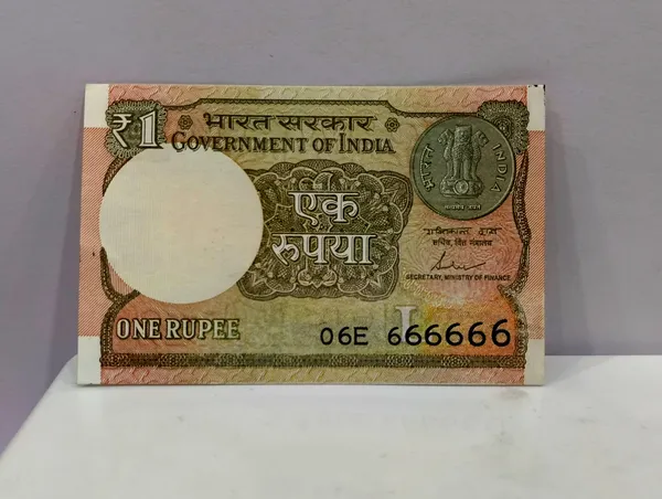 666666_Fancy_Series_1_Rupee_(Random_Year)_-_India_old_Pink_Note