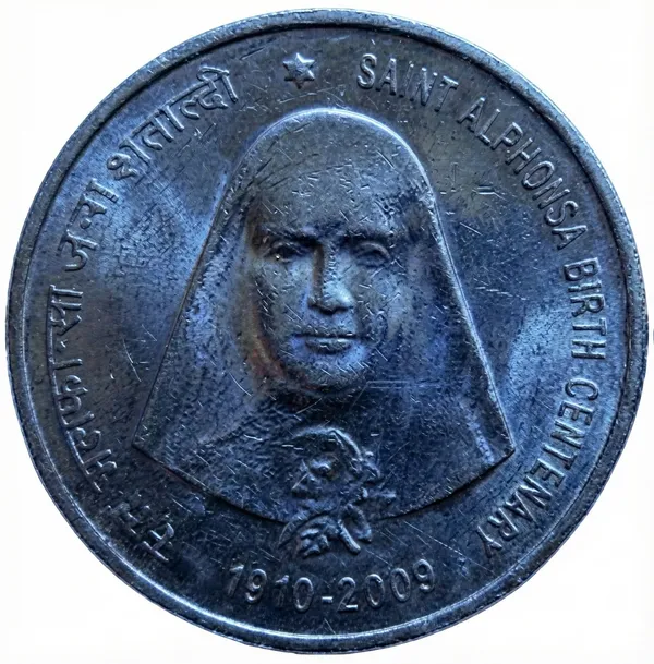 100_Rupees_1910-2009_Saint_Alphonsa_India_Old_Coin_Replica/Copy_Same_Coin_Given