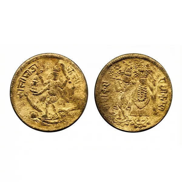Gold_Hindu_Religious_:_Radha_Krishna_Kali_Maa_India_Brass_Old_Token_Coin