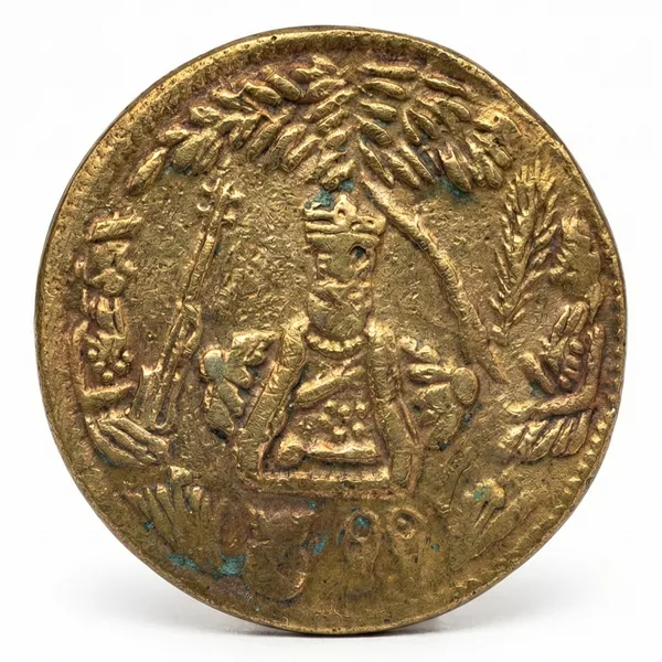 Gold_Sikh_Religious_|_Sat_Kartar_Mantra_A_Mystic_Numeral_Pattern_India_Old_Brass_Token_Coin