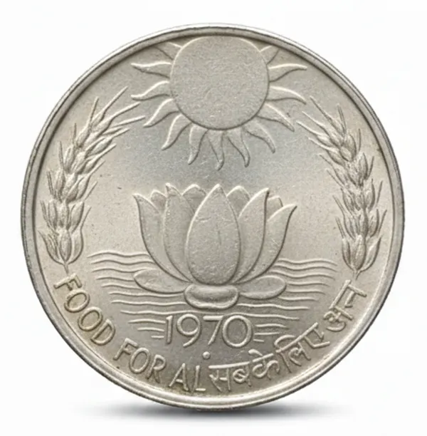 Silver-Plated_10_Rupees_1970_Food_For_All_India_Replica_Coin