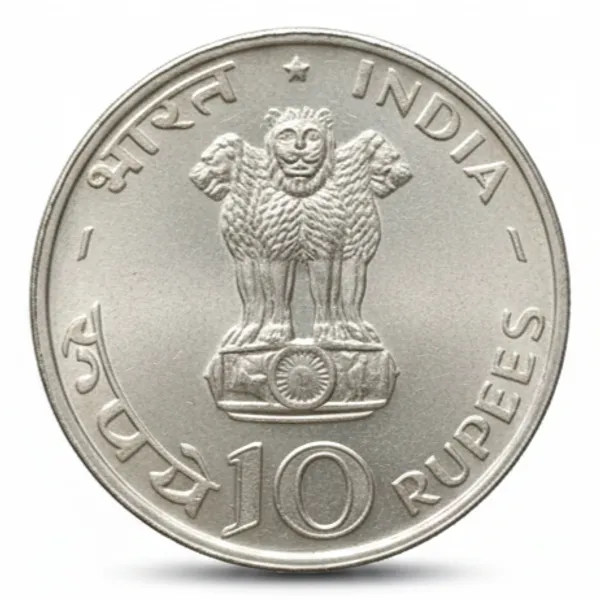 Silver-Plated_10_Rupees_1970_Food_For_All_India_Replica_Coin