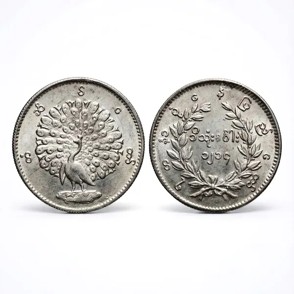 Silver-Plated_1_Kyat_1852_Peacock_Burma_Myanmar_Old_Coin