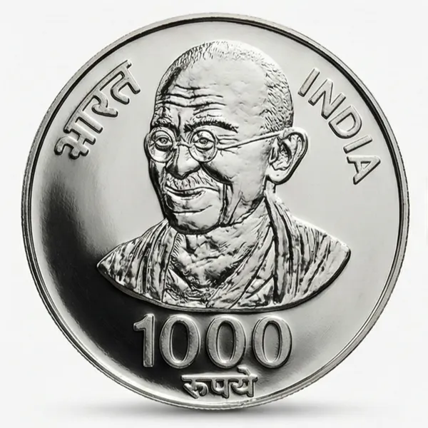 Silver-Plated_1000_Rupees_Mahatma_Gandhi_India_Old_Coin