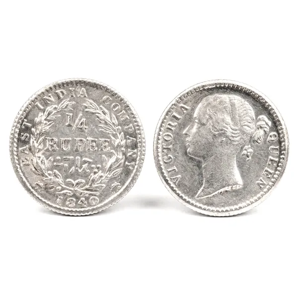 Silver-Plated_1/4_Rupee_1840_Victoria_British_India_Old_Coin