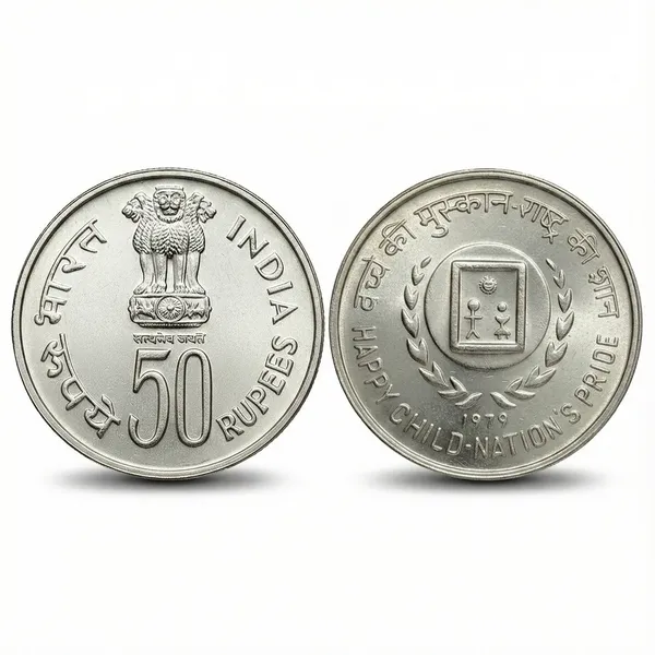 Silver-Plated_50_Rupees_1979_Happy_Child-Nation'S_Pride_India_Replica_Coin