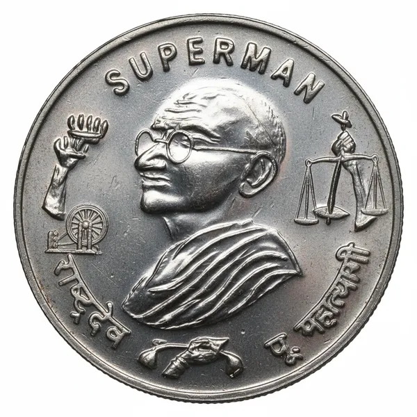 Silver-Plated_Mahatma_Gandhi_Yatra_&_Gandhi_Is_Superman_India_Old_Coin