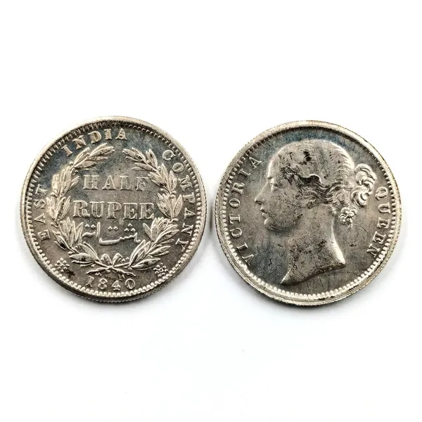 Silver-Plated_Half_Rupee_1840_Divided_Victoria_Queen_British_India_Old_Coin
