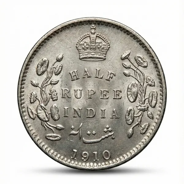 Silver-Plated_Half_Rupee_1910_King_Edward_Vii_British_India_Old_Coin