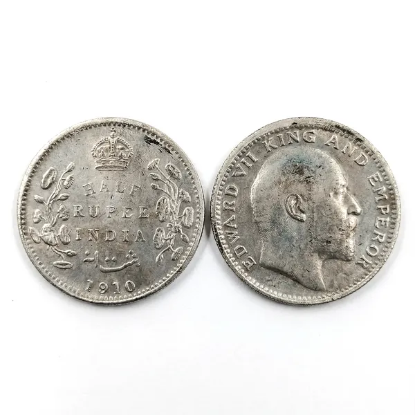 Silver-Plated_Half_Rupee_1910_King_Edward_Vii_British_India_Old_Coin