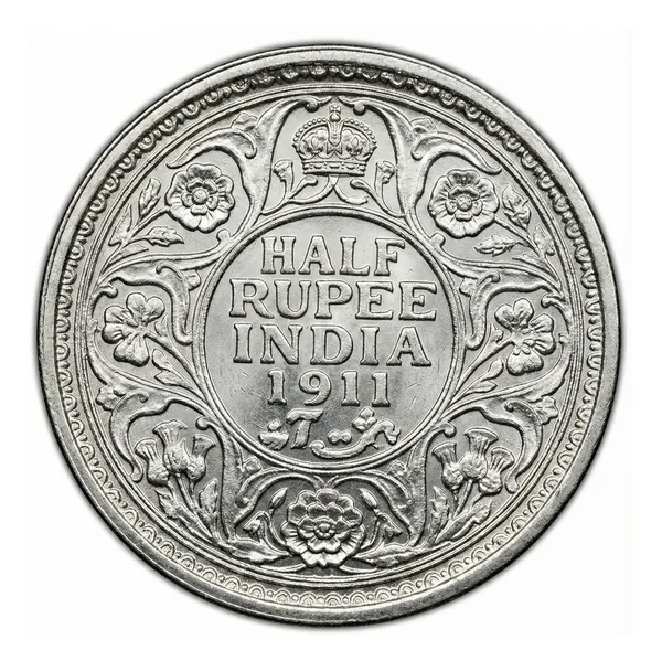 Silver-Plated_Half_Rupee_1911_King_George_V_British_India_Old_Coin
