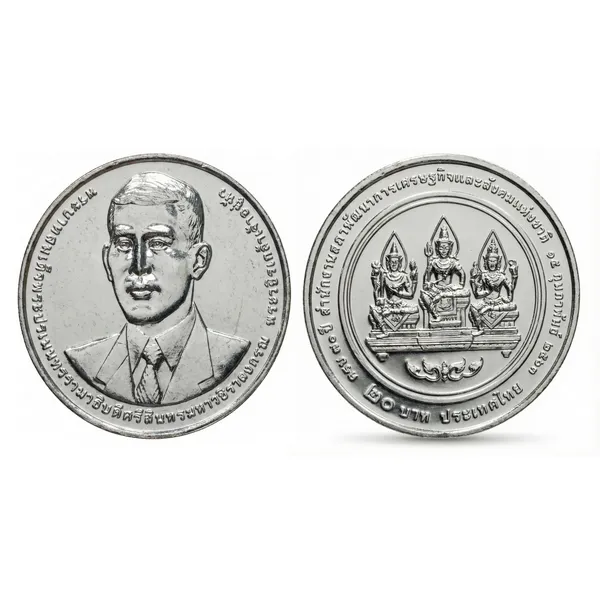20_Baht_Rama_X_Brahma_Vishnu_Mahesh_On_Back_Thailand_Rare_Coin