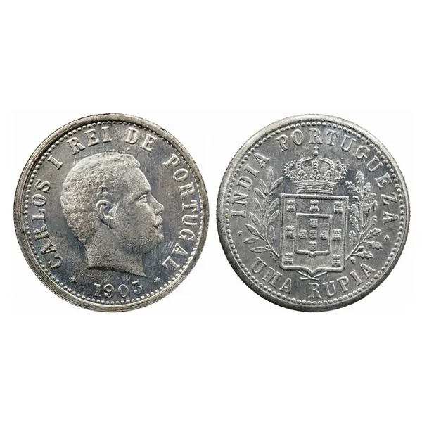 Silver-Plated_1_Rupia_1903_Charles_1_Portugal_India_Coin
