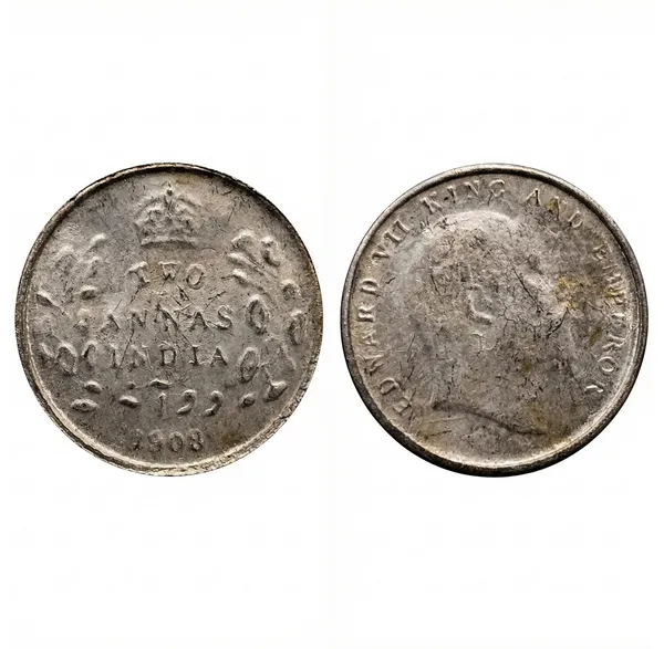 Plated_Small_2_Anna_1903_King_Edward_7Th_British_India_Old_Coin