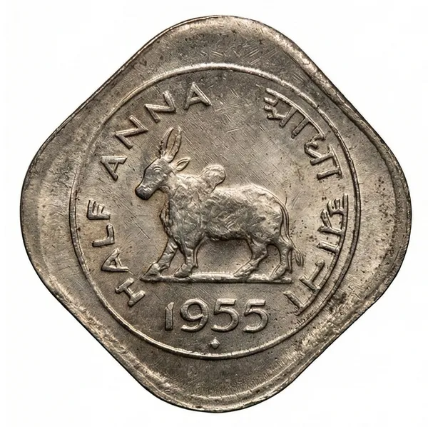 Small_Half_Anna_1955_Bull_India_Old_Coin
