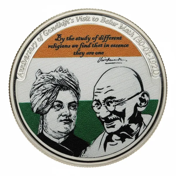 Silver-Plated_Gandhiji_Visit_To_Belur_Math_1921-2016_India_Extremely_Rare_Coin