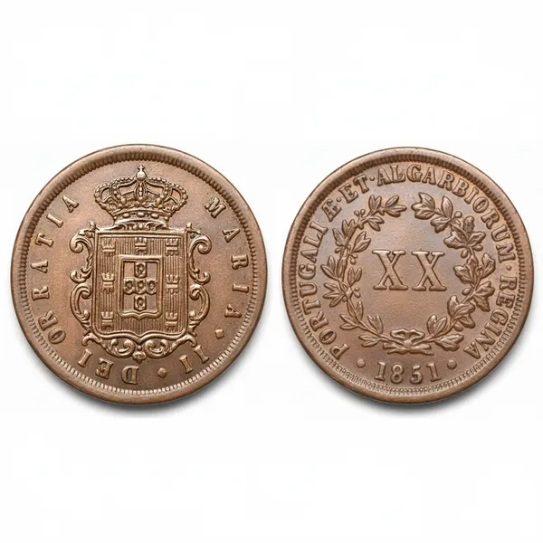 20_Cash_Reis_1851_Portuguese_India_Old_Copper_Coin