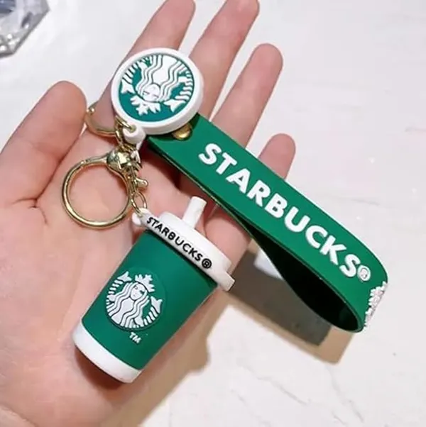 Coffee_Cup_Style_Keychain_With_Strap_|_Green_Café_Theme_Mini_Tumbler_Key_Ring_|_Stylish_Bag_&_Car_Key_Accessory