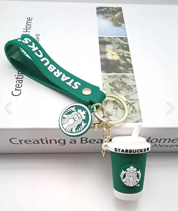 Coffee_Cup_Style_Keychain_With_Strap_|_Green_Café_Theme_Mini_Tumbler_Key_Ring_|_Stylish_Bag_&_Car_Key_Accessory