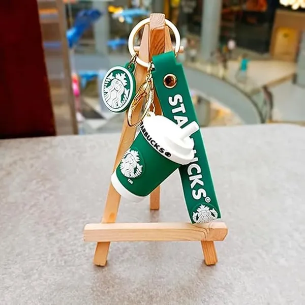 Coffee_Cup_Style_Keychain_With_Strap_|_Green_Café_Theme_Mini_Tumbler_Key_Ring_|_Stylish_Bag_&_Car_Key_Accessory