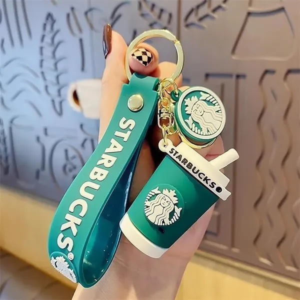 Coffee_Cup_Style_Keychain_With_Strap_|_Green_Café_Theme_Mini_Tumbler_Key_Ring_|_Stylish_Bag_&_Car_Key_Accessory