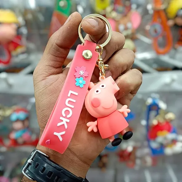 Cute_Anime_Cartoon_Character_Silicone_3D_Keychain_With_Strap_Charm_&_Metal_Hook,_Merchandise_Attractive_Key_Rings_Gift_For_Kids_Girls_Boys_Men_&_Women_(Pink_Pepa_Pig)