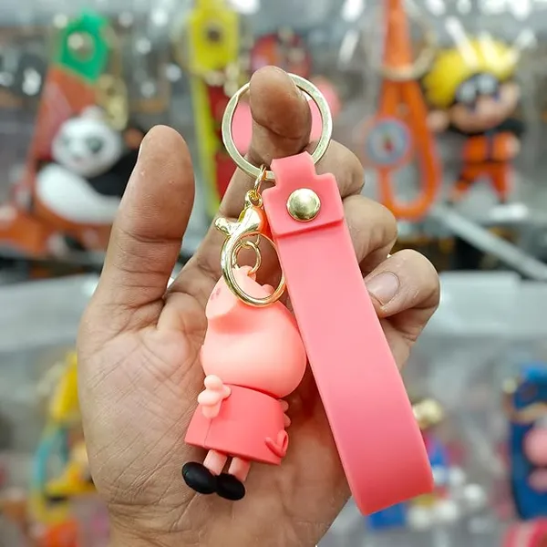 Cute_Anime_Cartoon_Character_Silicone_3D_Keychain_With_Strap_Charm_&_Metal_Hook,_Merchandise_Attractive_Key_Rings_Gift_For_Kids_Girls_Boys_Men_&_Women_(Pink_Pepa_Pig)